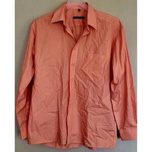 Eterna Comfort Fit Long Sleeve Button Up Shirt Salmon Mens Size 41/16